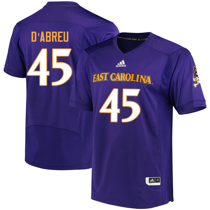 Men #45 Rick D'Abreu ECU Pirates College Football Jerseys Sale-Purple
